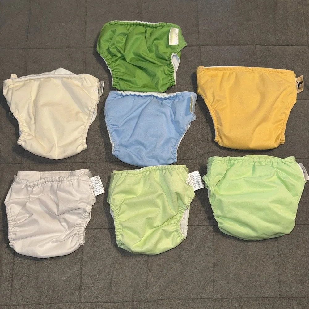 Lot of 7 Bum Genius Pocket Diapers &‎ All-in-One Solid Colors